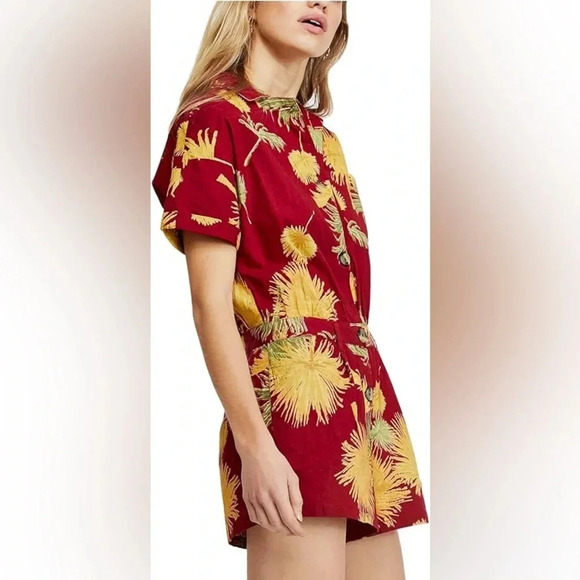 Free People Pants - Free People Maroon Combo Malibu Romper NWT